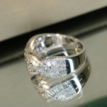 Load image into Gallery viewer, LUOWEND 18K White Gold Real Natural Diamond Ring for Women