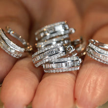 Load image into Gallery viewer, LUOWEND 18K White Gold Real Natural Diamond Hoop Earrings for Women