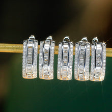 Load image into Gallery viewer, LUOWEND 18K White Gold Real Natural Diamond Hoop Earrings for Women