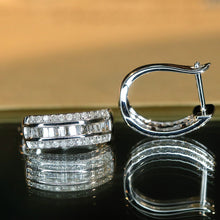 Load image into Gallery viewer, LUOWEND 18K White Gold Real Natural Diamond Hoop Earrings for Women