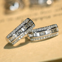 Load image into Gallery viewer, LUOWEND 18K White Gold Real Natural Diamond Hoop Earrings for Women