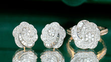 Load image into Gallery viewer, LUOWEND 18K White Gold Real Natural Diamond Earrings and Ring for Women