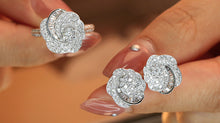 Load image into Gallery viewer, LUOWEND 18K White Gold Real Natural Diamond Earrings and Ring for Women