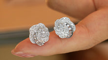 Load image into Gallery viewer, LUOWEND 18K White Gold Real Natural Diamond Earrings and Ring for Women