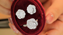 Load image into Gallery viewer, LUOWEND 18K White Gold Real Natural Diamond Earrings and Ring for Women
