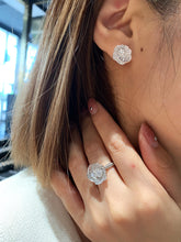 Load image into Gallery viewer, LUOWEND 18K White Gold Real Natural Diamond Earrings and Ring for Women