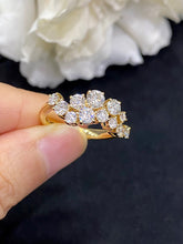 Load image into Gallery viewer, LUOWEND 18K Yellow Gold Real Natural Diamond Ring for Women