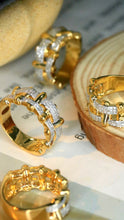 Load image into Gallery viewer, LUOWEND 18K Yellow Gold Real Natural Diamond Ring for Women