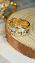 Load image into Gallery viewer, LUOWEND 18K Yellow Gold Real Natural Diamond Ring for Women