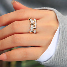 Load image into Gallery viewer, LUOWEND 18K Yellow Gold Real Natural Diamond Ring for Women