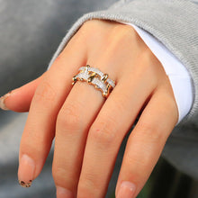 Load image into Gallery viewer, LUOWEND 18K Yellow Gold Real Natural Diamond Ring for Women