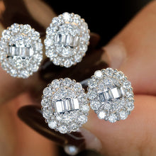 Load image into Gallery viewer, LUOWEND 18K White Gold Real Natural Diamond Stud Earrings for Women