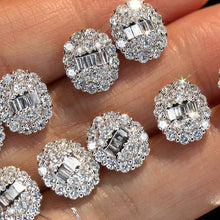 Load image into Gallery viewer, LUOWEND 18K White Gold Real Natural Diamond Stud Earrings for Women