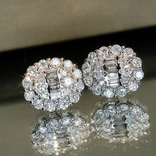 Load image into Gallery viewer, LUOWEND 18K White Gold Real Natural Diamond Stud Earrings for Women