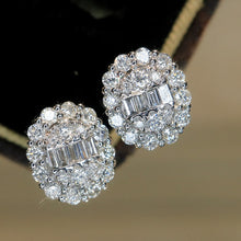 Load image into Gallery viewer, LUOWEND 18K White Gold Real Natural Diamond Stud Earrings for Women