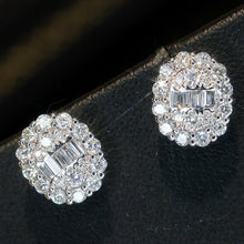 Load image into Gallery viewer, LUOWEND 18K White Gold Real Natural Diamond Stud Earrings for Women
