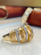 Load image into Gallery viewer, LUOWEND 18K White+Yellow Gold Fine Jewelry Real Natural Diamond Ring for Women