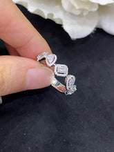 Load image into Gallery viewer, LUOWEND 18K White Gold Real Natural Diamond Ring for Women