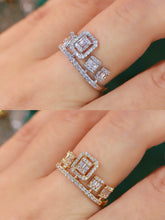Load image into Gallery viewer, LUOWEND 18K White or Yellow Gold Natural Diamond Ring for Women