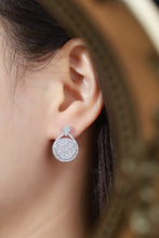 Load image into Gallery viewer, LUOWEND 18K White Gold Natural Diamond Stud Earrings for Women