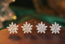 Load image into Gallery viewer, LUOWEND 18K White or Yellow Gold Natural Stud Earrings for Women