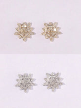 Load image into Gallery viewer, LUOWEND 18K White or Yellow Gold Natural Stud Earrings for Women