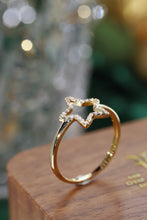Load image into Gallery viewer, LUOWEND 18K Yellow Gold Natural Diamond Ring for Women