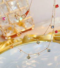 Load image into Gallery viewer, LUOWEND 18K Yellow Gold Natural Color Sapphire Necklace for Women