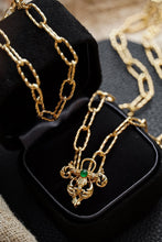 Load image into Gallery viewer, LUOWEND 18K Yellow Gold Real Natural Emerald Necklace for Women