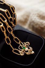 Load image into Gallery viewer, LUOWEND 18K Yellow Gold Real Natural Emerald Necklace for Women