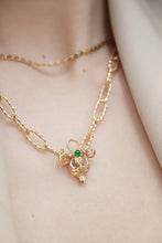 Load image into Gallery viewer, LUOWEND 18K Yellow Gold Real Natural Emerald Necklace for Women