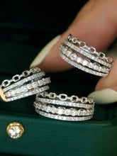 Load image into Gallery viewer, LUOWEND 18K White Gold Natural Diamond Ring for Women