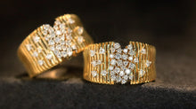 Load image into Gallery viewer, LUOWEND 18K Yellow Gold Natural Diamond Ring for Women