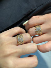 Load image into Gallery viewer, LUOWEND 18K Yellow Gold Natural Diamond Ring for Women