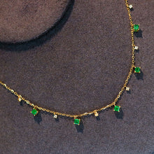Load image into Gallery viewer, LUOWEND 18K Yellow Gold Fine Jewelry Natural Emerald Necklace for Women