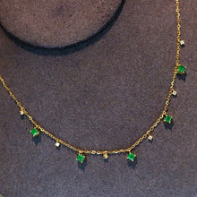 Load image into Gallery viewer, LUOWEND 18K Yellow Gold Fine Jewelry Natural Emerald Necklace for Women