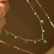 Load image into Gallery viewer, LUOWEND 18K Yellow Gold Fine Jewelry Natural Emerald Necklace for Women