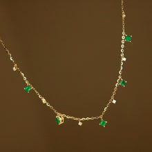 Load image into Gallery viewer, LUOWEND 18K Yellow Gold Fine Jewelry Natural Emerald Necklace for Women