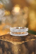 Load image into Gallery viewer, LUOWEND 18K White or Yellow Gold Real Natural Diamond Ring for Women