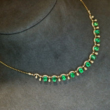 Load image into Gallery viewer, LUOWEND 18K Yellow Gold Fine Jewelry Natural Emerald Necklace for Women
