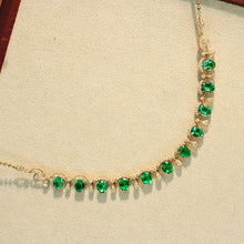 Load image into Gallery viewer, LUOWEND 18K Yellow Gold Fine Jewelry Natural Emerald Necklace for Women