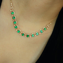 Load image into Gallery viewer, LUOWEND 18K Yellow Gold Fine Jewelry Natural Emerald Necklace for Women