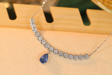 Load image into Gallery viewer, LUOWEND 18K White Gold Real Natural Sapphire and Diamond Gemstone Necklace for Women