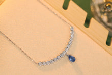 Load image into Gallery viewer, LUOWEND 18K White Gold Real Natural Sapphire and Diamond Gemstone Necklace for Women