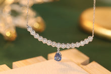 Load image into Gallery viewer, LUOWEND 18K White Gold Real Natural Sapphire and Diamond Gemstone Necklace for Women