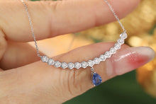 Load image into Gallery viewer, LUOWEND 18K White Gold Real Natural Sapphire and Diamond Gemstone Necklace for Women