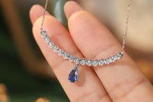 Load image into Gallery viewer, LUOWEND 18K White Gold Real Natural Sapphire and Diamond Gemstone Necklace for Women