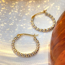 Load image into Gallery viewer, LUOWEND 18K White+Yellow Gold Hoop Earrings for Women