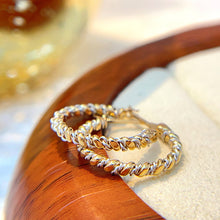 Load image into Gallery viewer, LUOWEND 18K White+Yellow Gold Hoop Earrings for Women