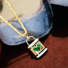 Load image into Gallery viewer, LUOWEND 18K Yellow Gold Fine Jewelry Natural Emerald Pendant for Women